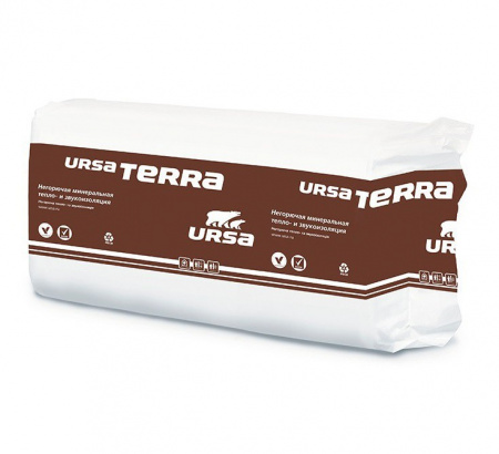 Минеральная вата URSA TERRA PRO 37 PN 1250х610х50 мм х 20 шт (0,762 м3/упак; 15,24 м2/упак), упак