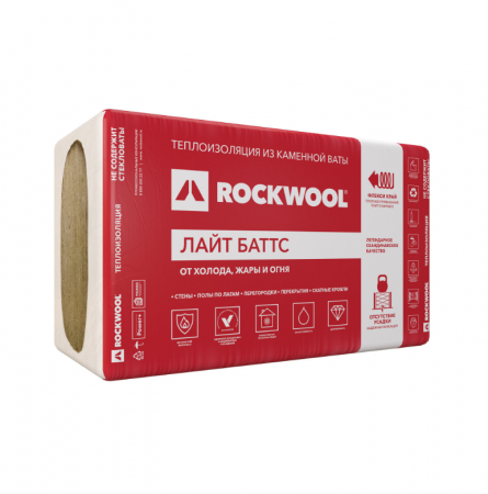 Минеральная вата Rockwool Лайт Баттс 37 кг/м3 1000х600х100 мм х 5 шт (0,3 м3/упак; 3 м2/упак), упак