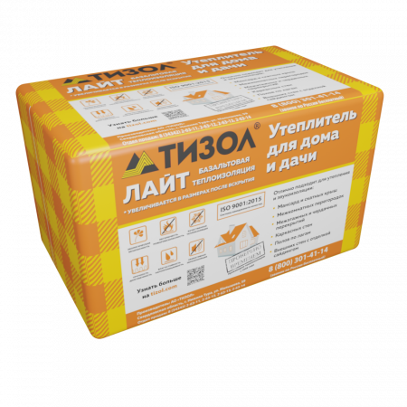 Минеральная вата Тизол EURO Лайт 25 кг/м3 1000х600х100 мм х 8 шт (0,48 м3/упак; 4,8 м2/упак), упак