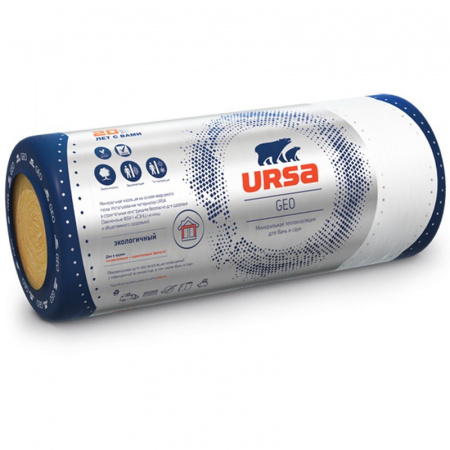 Минеральная вата URSA GEO М-25Ф (фольгированная) 4500х1200х100 мм (0,54 м3/упак; 5,4 м2/упак), упак